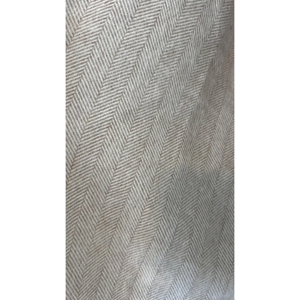 J. Hilburn Mens Tan Herringbone Wool Angora Cashgora Scarf Made in Italy Fringe